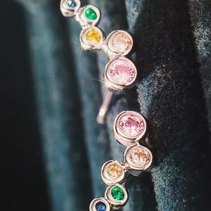 925 Silver Plated Multicolor CZ Stud Earrings